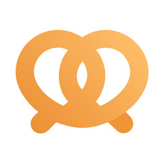 Flat graphic illustration of a golden baked pretzel