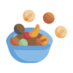 Colorful assorted dried fruits in a light blue bowl
