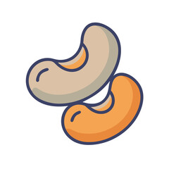 Two stylized cashew nuts on a white background