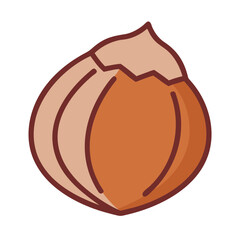 Hazelnut illustration on white background for food and packaging