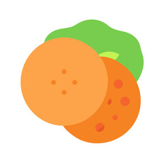 Minimalist illustration of orange slices and lettuce on white