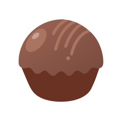 Delicious chocolate truffle on a white background graphic design