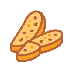 Crispy toasted bread slices on a white background graphic