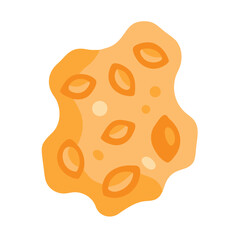 Abstract orange blob with internal shapes on white backdrop