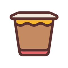 Stylized cup illustration featuring coffee, foam, and lid