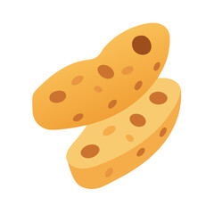 Two cartoon pieces of Swiss cheese flat illustration