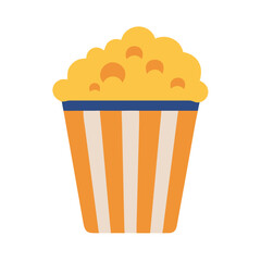 Popcorn bucket illustration in flat style on white backdrop