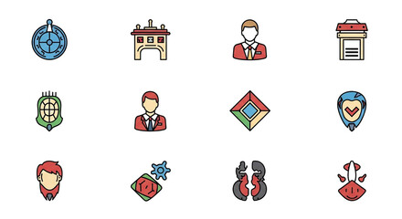 Colorful game asset icons for app development and user interfaces, perfect for a vibrant, engaging mobile experience, or a retro arcade game