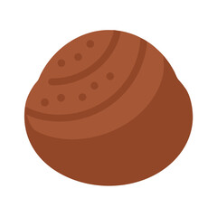 Chocolate truffle icon on white background with simple style
