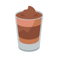 Layered dessert in glass with chocolate tones illustration