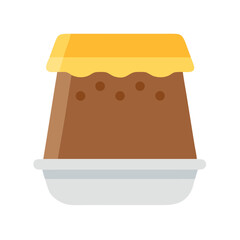 Delicious flan dessert on plate illustration, flat style