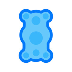 Stylized blue gummy bear candy illustration on white background