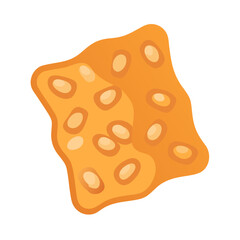 Stylized illustration of an isolated peanut brittle candy piece