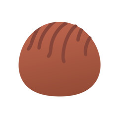 Simple Brown Bread Roll Illustration on a Black Backdrop