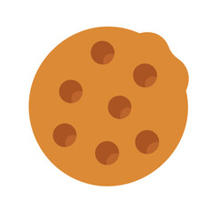 Simple cookie with chocolate chips on a white background