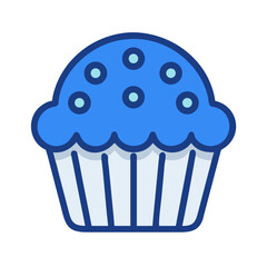 Cute blue cupcake illustration with light blue sprinkles vector