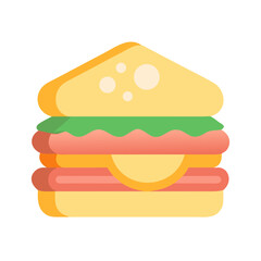 Colorful vector sandwich graphic on white background for advertising