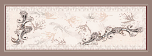 digital silk scarf design with seamless textile pattern