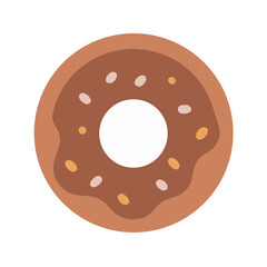 A simple flat illustration of a donut with sprinkles