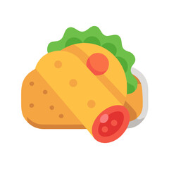 Stylized flat design taco illustration with vegetables and toppings