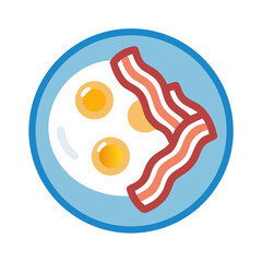 Stylized Icon of Fried Eggs with Bacon on Plate