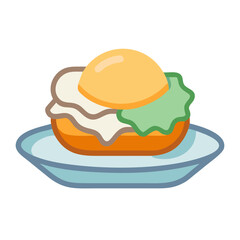 Cartoon Sandwich Plated on a Light Blue Dish