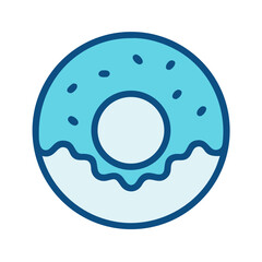 Flat design style isolated blue donut with sprinkles illustration