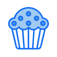 Blue vector muffin illustration on a white background