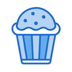 Blue cupcake illustration on white background perfect for design