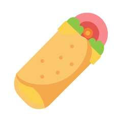 Flat vector illustration of a delicious looking wrap sandwich