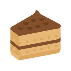 Isometric cake slice with chocolate and brown layers