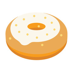 Minimalist donut with vanilla frosting and yellow sprinkles illustration
