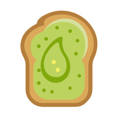 Avocado toast cartoon illustration against a simple white background