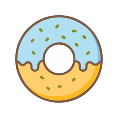 Iced donut with green sprinkles illustration on white background