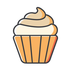 Vector illustration of a delicious vanilla frosted cupcake icon