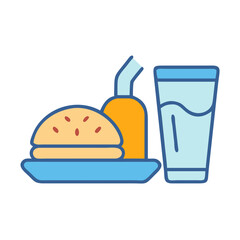 Modern flat illustration of a burger soda and drink