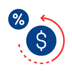 Percentage Discount and Money Back Guarantee Concept  Financial Return and Investment Growth Symbol Isolated on Transparent Background