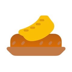 Vector illustration of cake with icing on plate