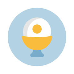 Minimalist egg in eggcup illustration on soft blue background