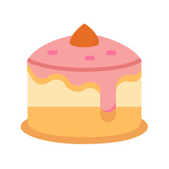 Sweet cake with pink icing and orange topping