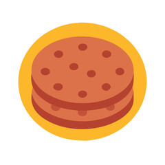 Stack of cookies in a yellow frame on white