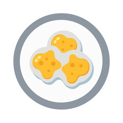 Three yellow abstract shapes on a simple white plate