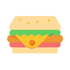 Flat vector illustration of a cartoon sandwich isolated