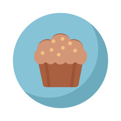Stylized Muffin Icon Isolated On Blue Circle Background