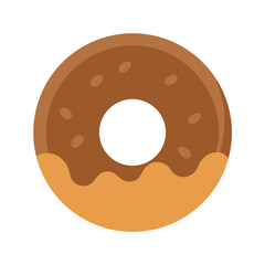 Stylized chocolate frosted doughnut illustration on white background
