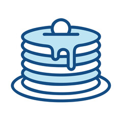 Minimalist pancake stack with topping on white background