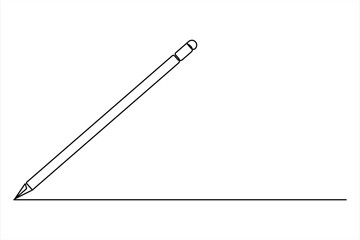 Continuous one line art drawing of wooden pencil for writing. Back to school education hand drawn vector illustration