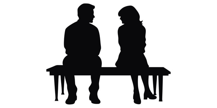 Man and woman silhouetted sitting on a bench illustrate disconnection, separation, or perhaps reflection in solitude.