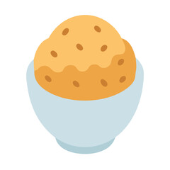 Bowl of dessert with rounded texture and brown spots