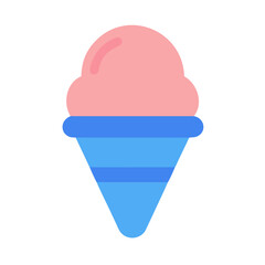 Minimalist pink ice cream cone on white background design